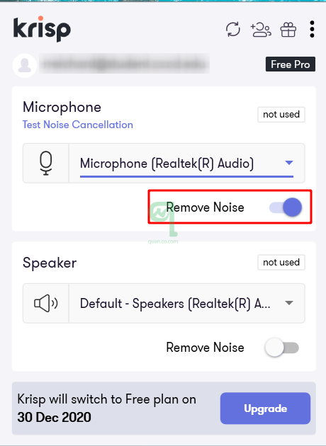 Bật chức năng 'Remove Noise' của Krisp